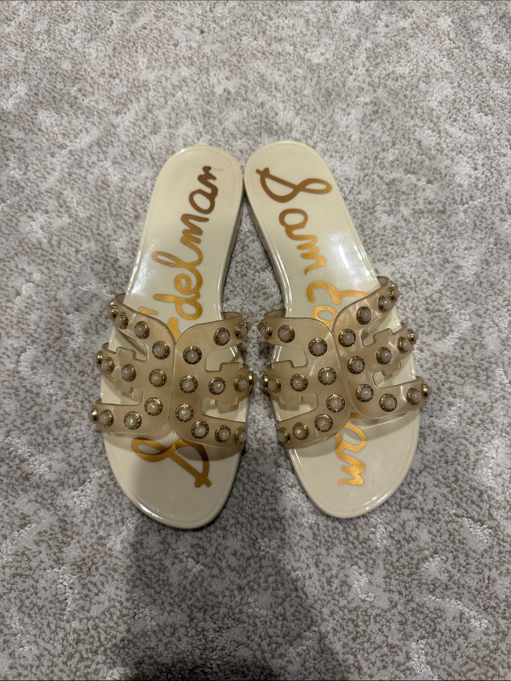 Sam Edelman Neutral Studded Slide Sandals